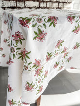 Garden Pink and Green Tablecloth - Cotton | Linen Blend